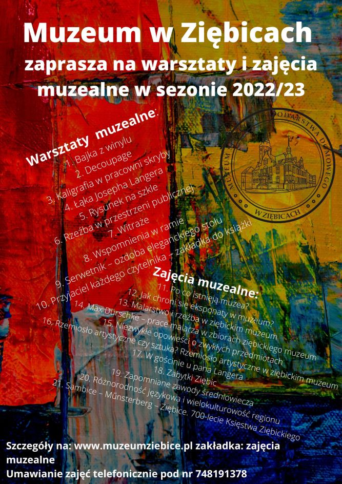 Zapraszamy na warsztaty i zajęcia muzealne w sezonie 2022/23